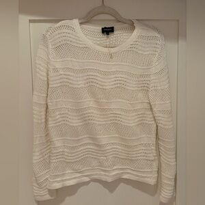 NAF NAF | white crochet knit long sleeve sweater crew neck boho sz small